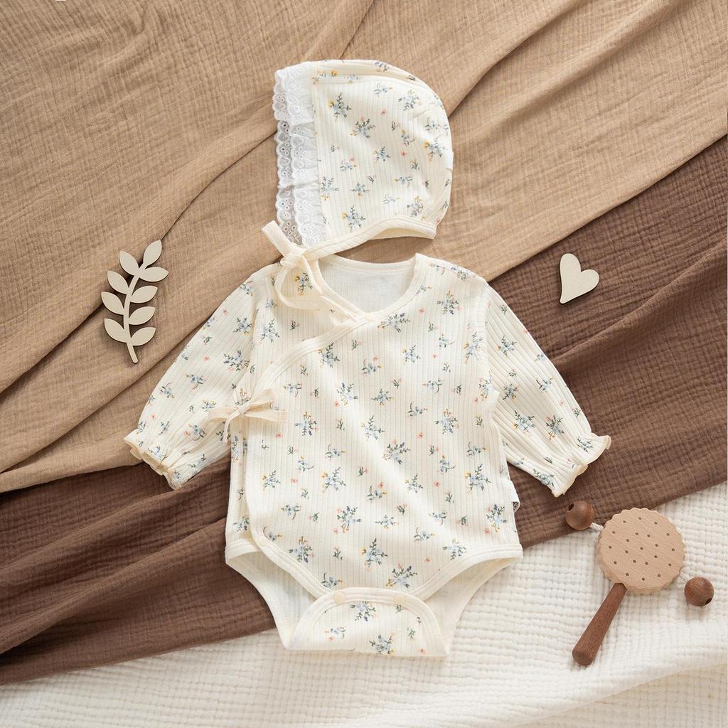 Set de salopă din bumbac pentru nou-născuți, prințesă, primăvară și toamnă: Ținută elegantă de sezon pentru bebeluși