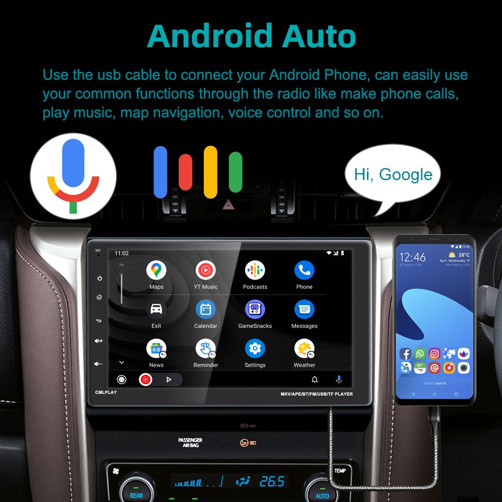 TOYOUSONIC 1 Din Car Radio MP5 Multimedia Player 9" Touch Screen Carplay FM Bluetooth USB BT Mirror Link Android Auto Radio
