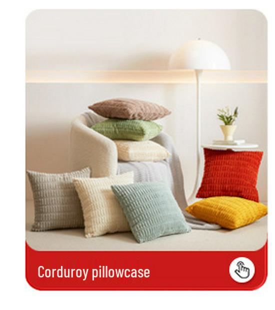 XUAI Corduroy Wheat Grain Backrest Pillowcase - Machine Washable Cover (Insert Not Included)