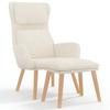 Recliner Chair with Footstool Cream White Velvet