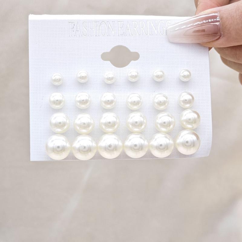 12 Pairs of Fashionable and Simple Zircon Imitation Women's Earring Set Suitable for Daily Wear, Holiday Gifts, Classic Zircon