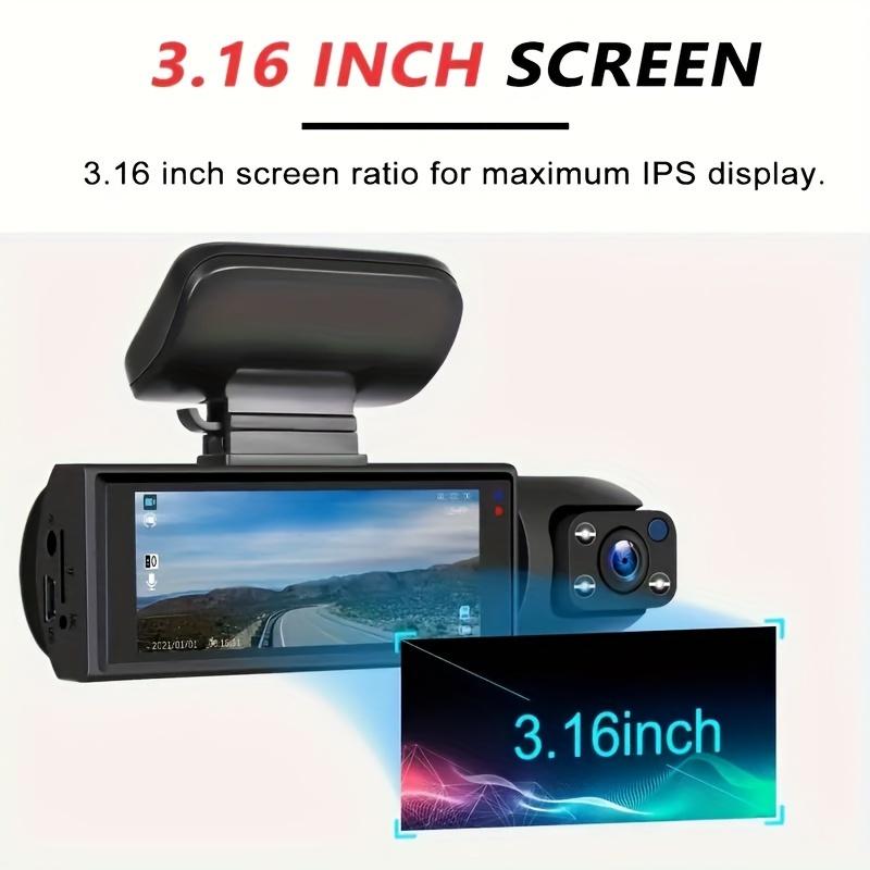 1080P Full HD Dual Dash Cam - Wide Angle Front and Inside Recording, 3.16" LCD Display, 170° View, Night Vision, 24H Parking Monitor, G-Sensor