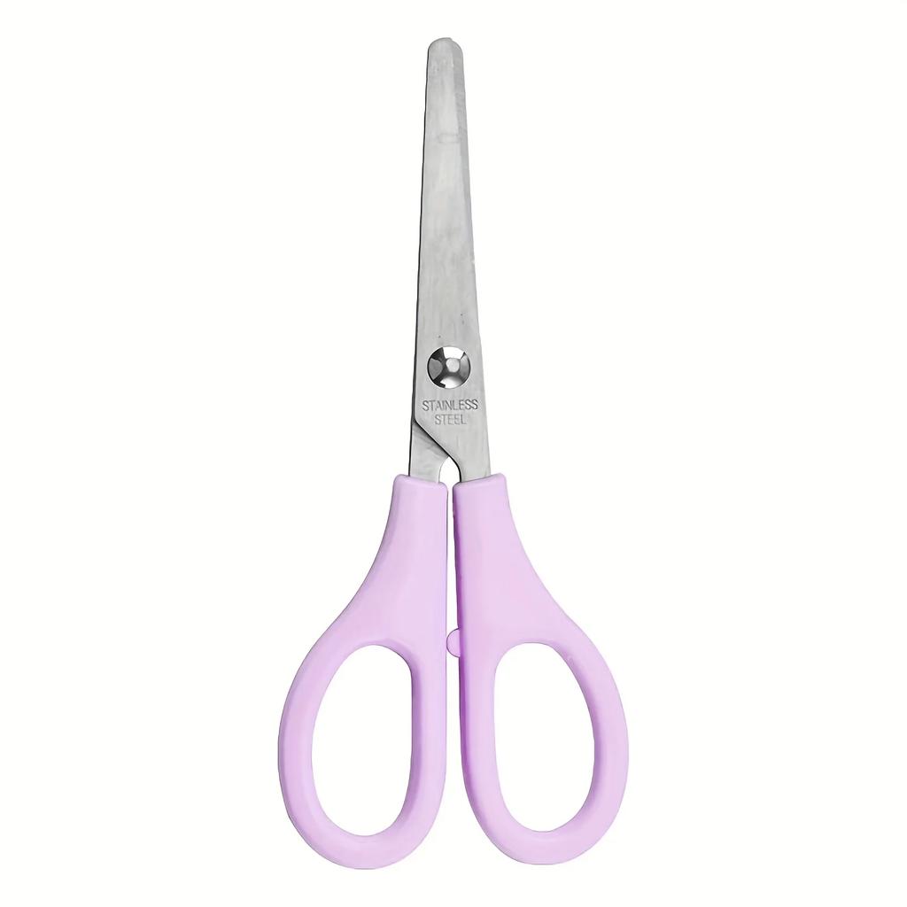 1pc Stainless Steel Round-Tip Scissors with Sharp Blades - Precision Cutting for Paper & Fabric,Multi-Purpose Home & Office Use
