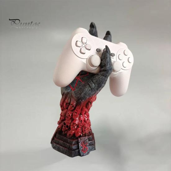 Phone Stand for Gaming Enthusiasts Controller Holder Cyberpunk Mechanical Hand Desktop Cell Painted Accessory Headphone Hanger Resin Gamepad Game