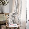 Jingga Cotton Linen Geometric Blackout Curtain with Tassels