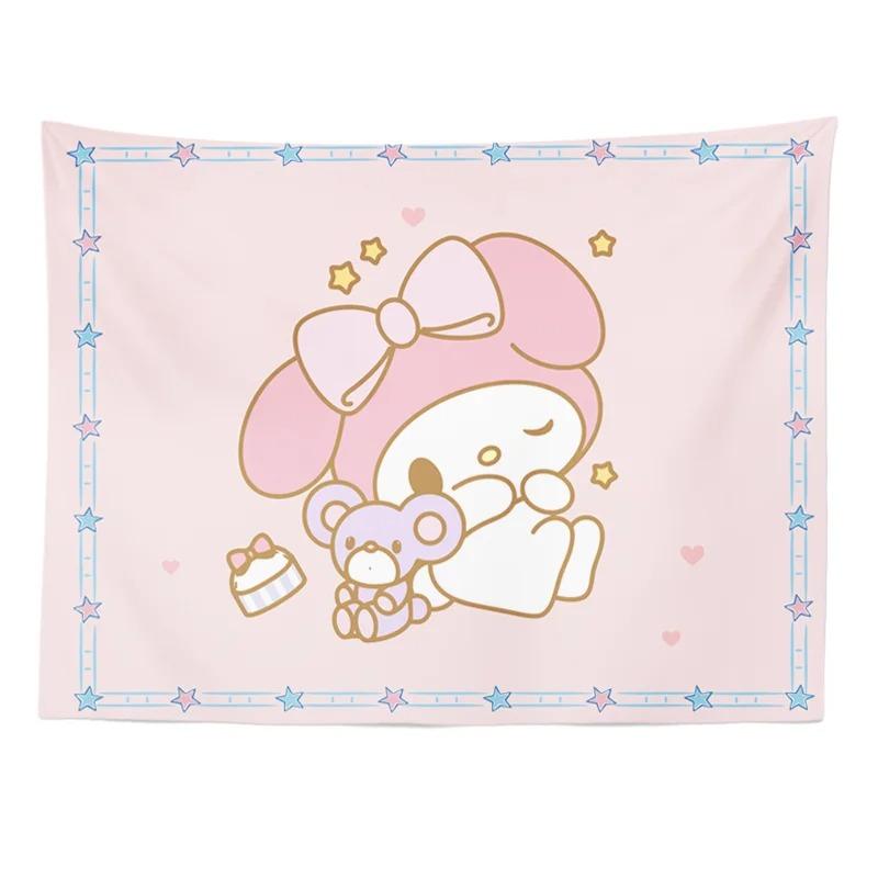 Sanrio Melody Rabbit Cartoon Hanging Cloth Background Cloth Bedroom Headboard Tapestry Living Room Tapestry Tapestry Wall Hangin