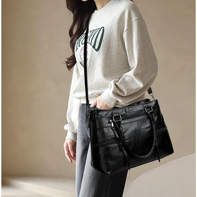 Women'S Leather Top-Handle Bags Luxury Designer Handbag And Purse Ladies Solid Color Shoulder Crossbody Bag Ladies Travel Commuter Bags