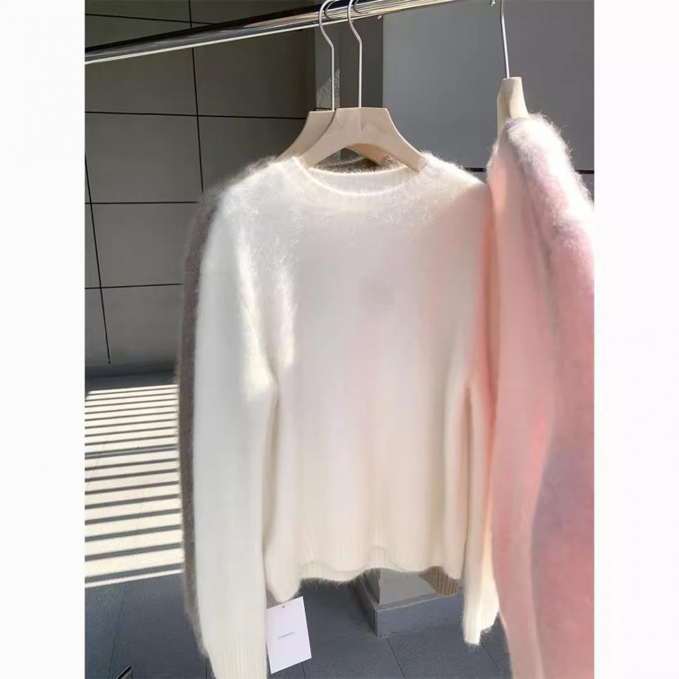 Women's Thick Mink-Like Plush Sweater - Cozy Autumn/Winter Knitted Pullover