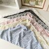 Spring Summer Floral Head Scarf with Decorative Lace Edge for Women Daily Wear Breathable Versatile Fashion Accessory