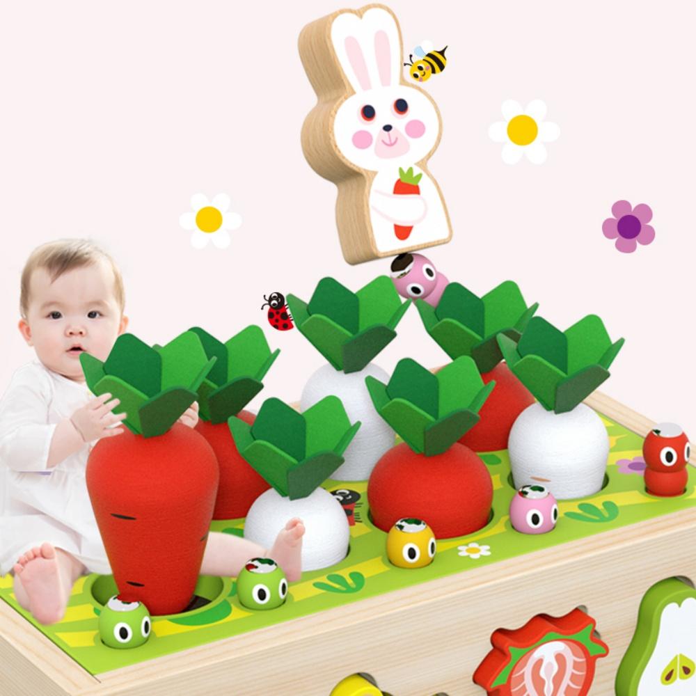 Multifunctional Toy From 1 2 3 Years Carrot Plug-In Game Gift Wooden Toy Sorting Game Wooden Puzzle Carrot Harvest Easy To Use