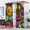 Moderne Flachdruck-Vorhänge ohne Stange Ostereier Blumen Modisches Vielseitiges Polyestergewebe Set aus 2 Stück Hergestellt