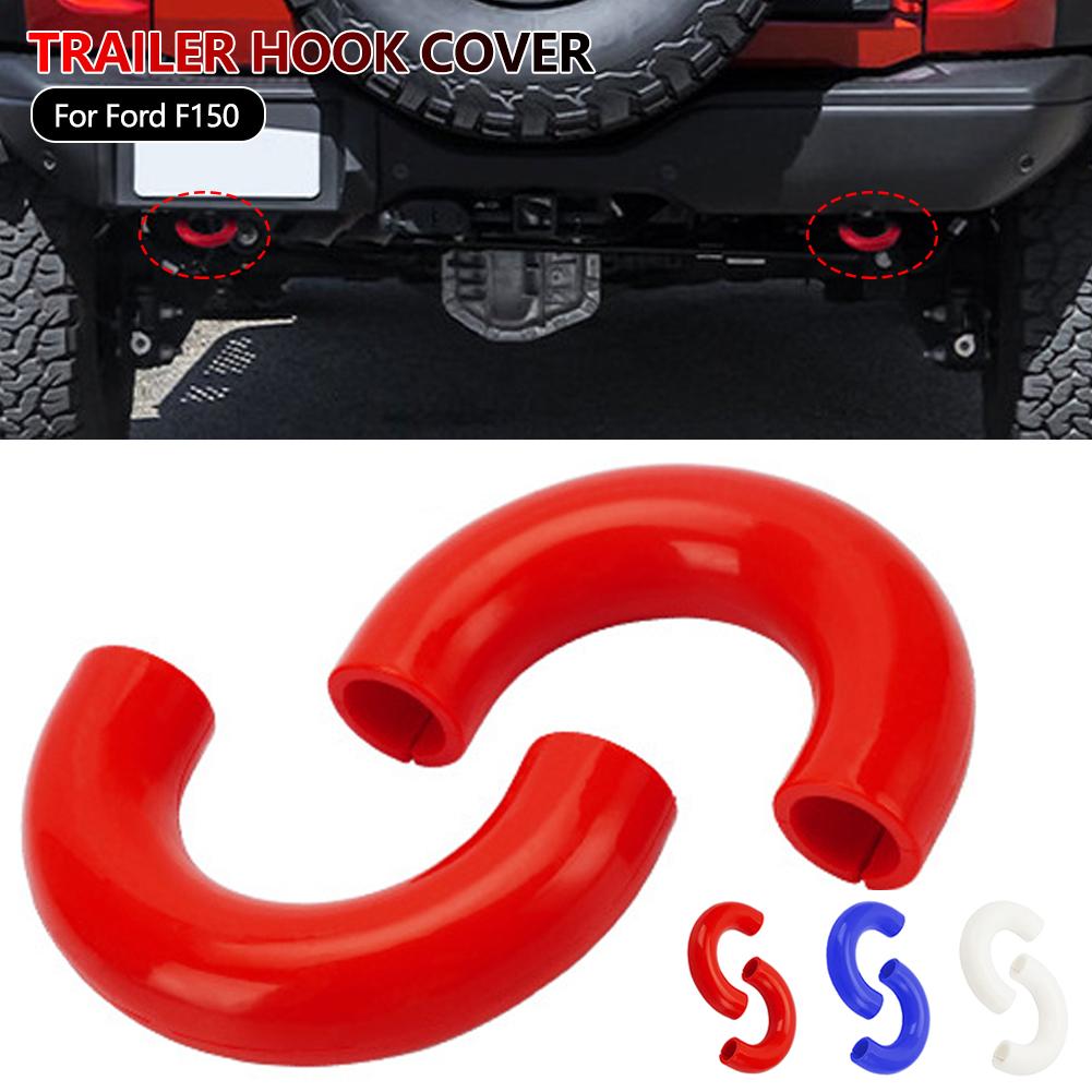 2 Pieces Red Tow Hooks Covers Tow Hook Sleeve Professional Silicone Covers for Ford F150 2004-2025 Bronco Base