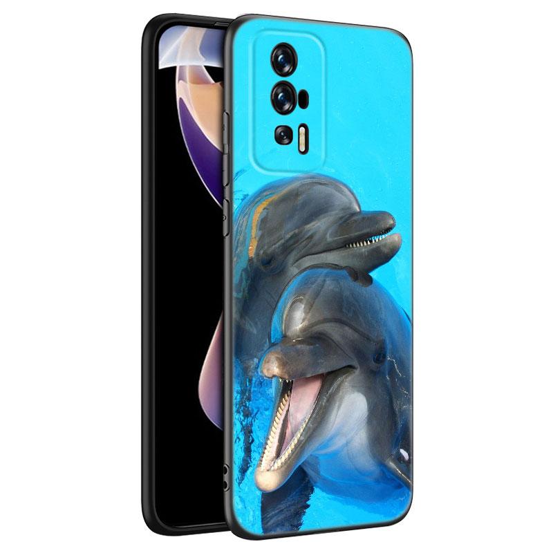Animal Dolphin Black Silicone Phone Case For Xiaomi Redmi 7A 8A 9A 10A 11A 9C 10C 12C 13C 11 Prime A1 A2 Plus 12 4G Note 9T 12R