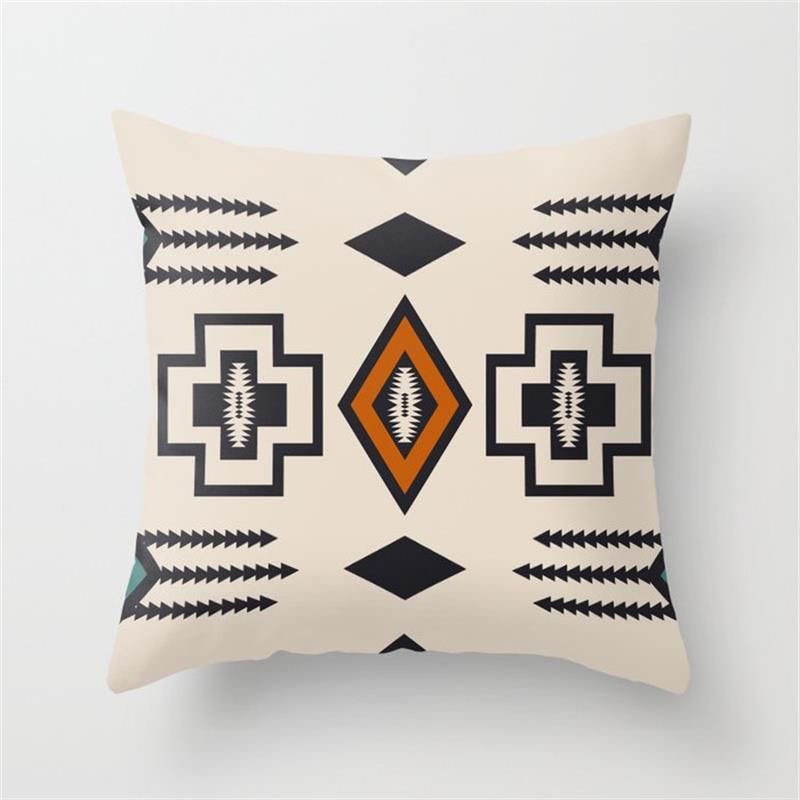 Ethnic Style Pillowcase Abstract Retro Geometric Linen Pillowcase Indian Style Decorative Cushion Cover