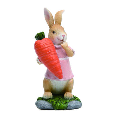 Easter Bunny Figurines with Carrot Cute Resin Bunny Rabbit Statue Resin Crafts Ornaments Easter