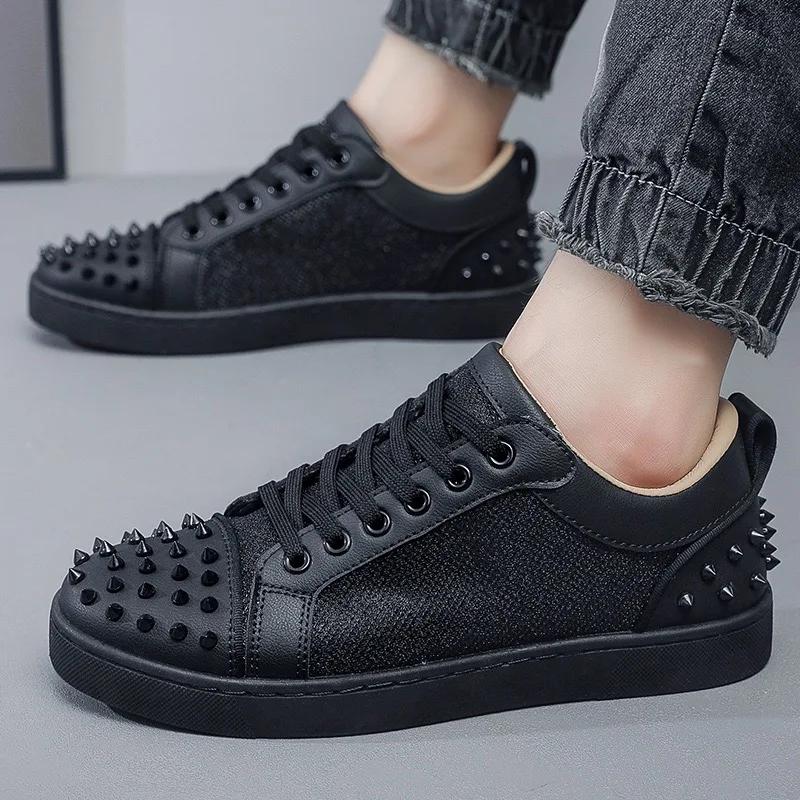 Men's Sneakers Designer Rivet Casual Shoe Breathable Canvas Shoe Light Walking Flats Luxury Shoes for Men Board Shoes Zapatillas