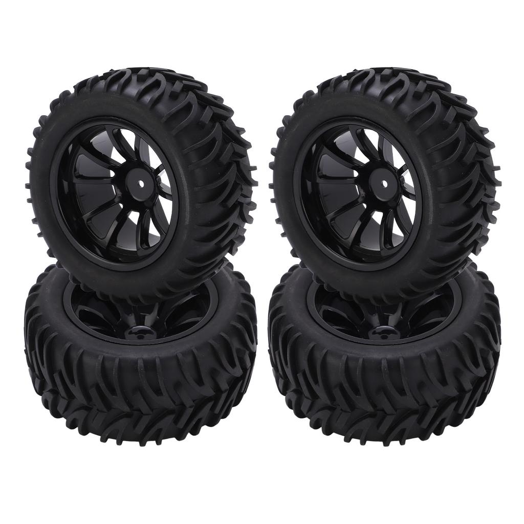 4PCS RC Plastic Wheel Rim Rubber Tires with 10 Spoke Set for Monster Trunk 1 8 1 10 RC Car