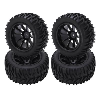 4PCS RC Plastic Wheel Rim Rubber Tires with 10 Spoke Set for Monster Trunk 1/8 1/10 RC Car