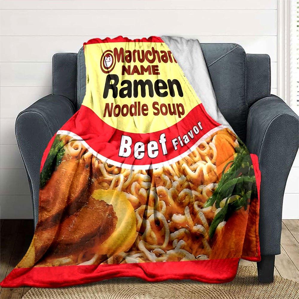 Maruchan Beef Ramen Noodle Soup With 0G Trans Fat Cozy Customizable Blanket Personalized Name Soft Cozy For Sofa Couch Office Bed Picnics Four Seasons