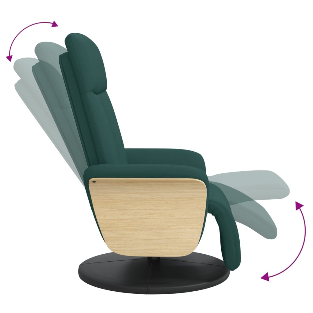 Recliner with Footrest Dark Green Fabric