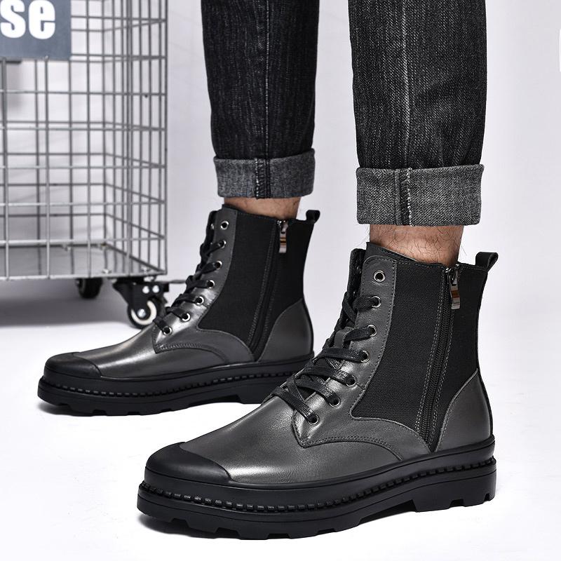 Mens Non-Slip Hiking Boot High Quality Casual Shoes All-match Men's Motorcycle Boots Genuine Leather Men's Boots Plus Size 38-47