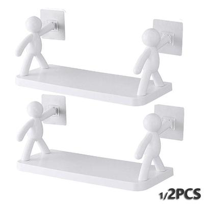 1/2 stuks creatieve badkamer opbergplanken schattige witte planken plank zelfklevende badkamer cosmetica opbergrekken