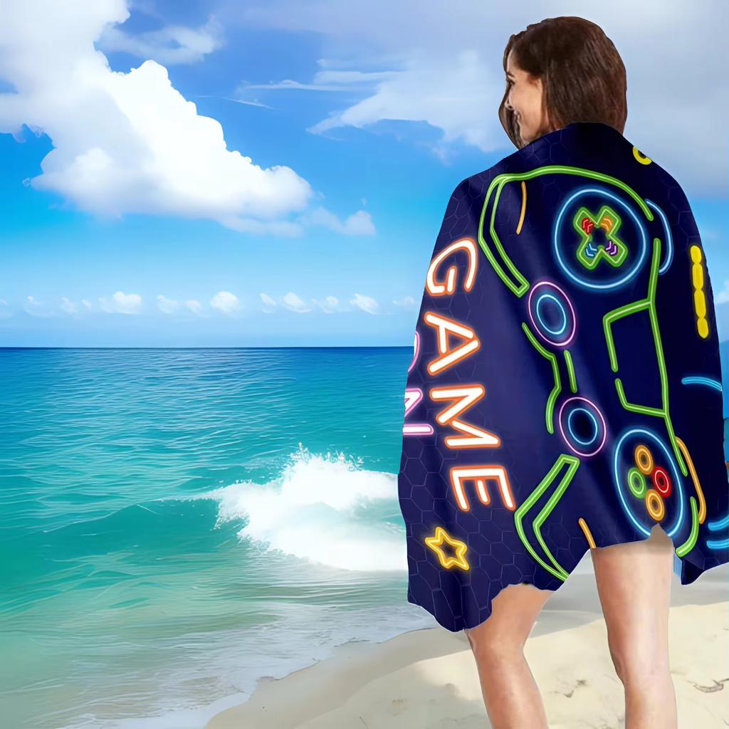Schnelltrocknendes Mikrofaser-Spielekonsolen-Strandtuch Weich Saugfähig Leicht Sonnenschutz Perfektes Sommeraccessoire Pool Reisen