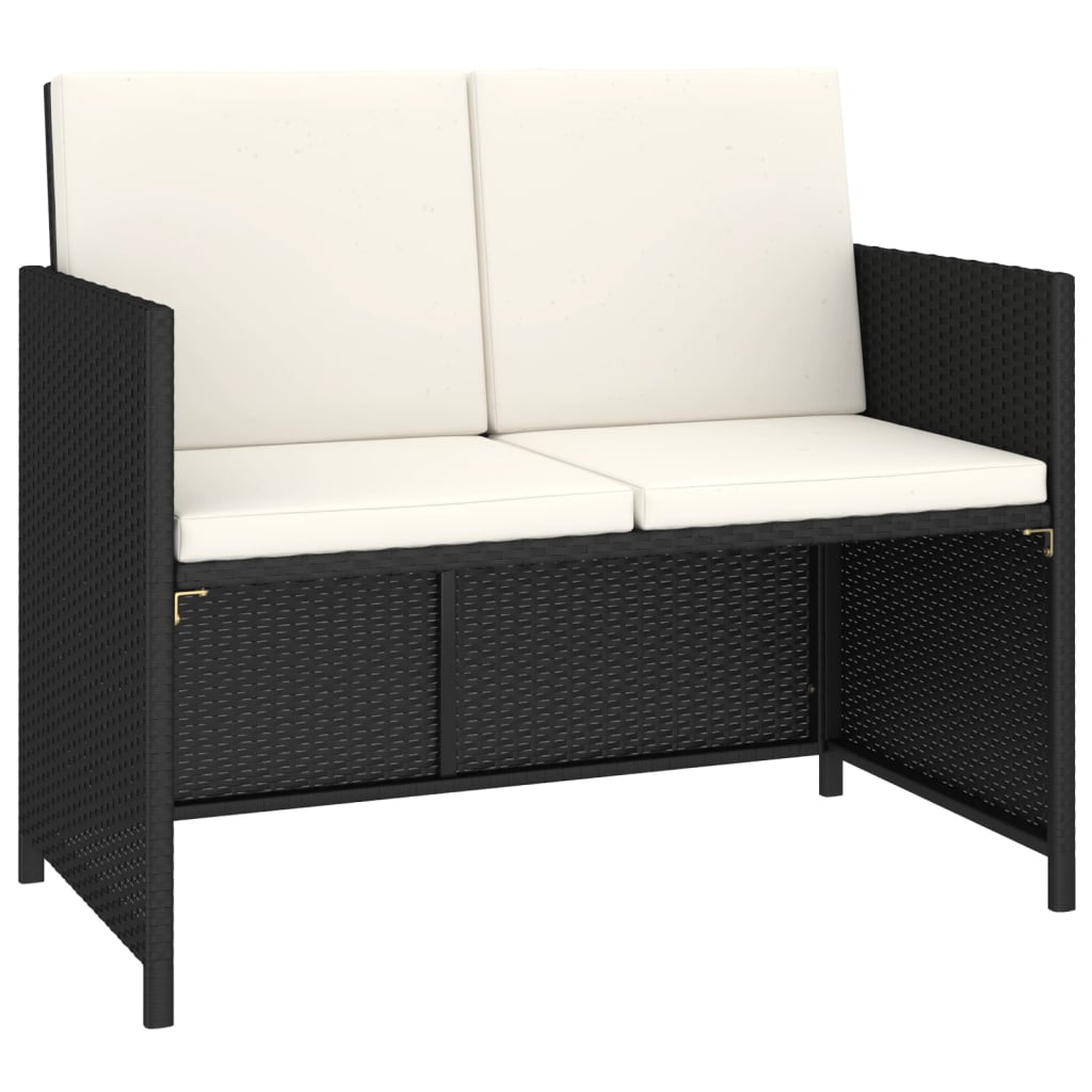 6 Piece Garden Dining Set with Cushions Poly Rattan Black