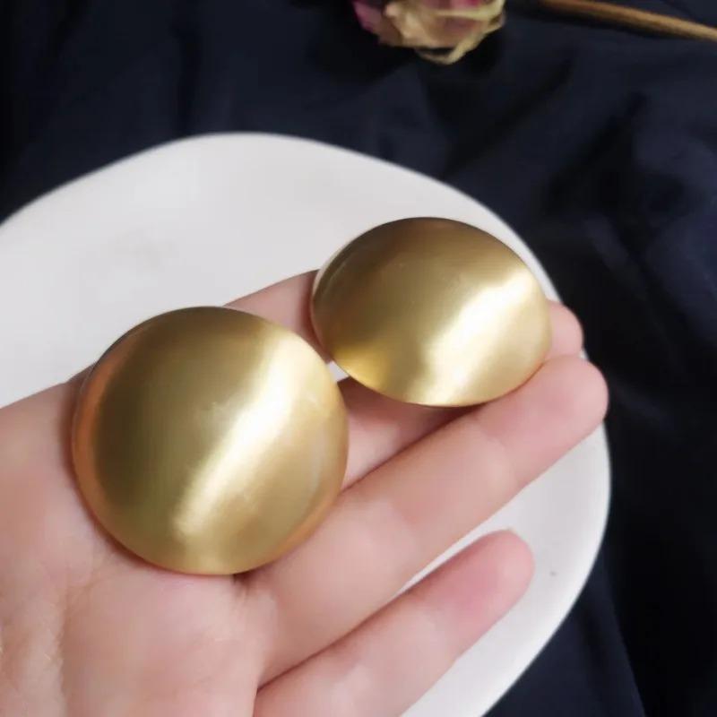 Vintage French Brushed Exaggerated Round Ball Large Earrings Women's Fashion Korean Versatile Drop Earrings Female Jewelry Gifts