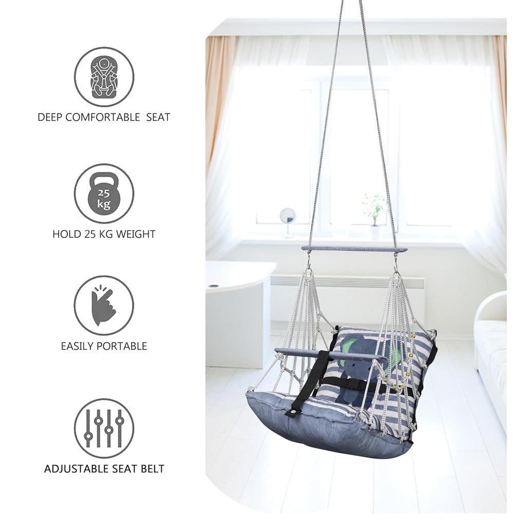 Bavlněná dětská houpačka pro děti Skládací a pratelná 1 až 5 let Dárek pro novorozeně Měkká houpačka s bezpečnostním pásem Snadno přenosná Bezpečnostní zámek
