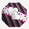 1pc Heart Print Auto-Fold Umbrella with One-Touch Open/Close - 8 Reinforced Ribs for Windproof Stability,  Yy251118241
