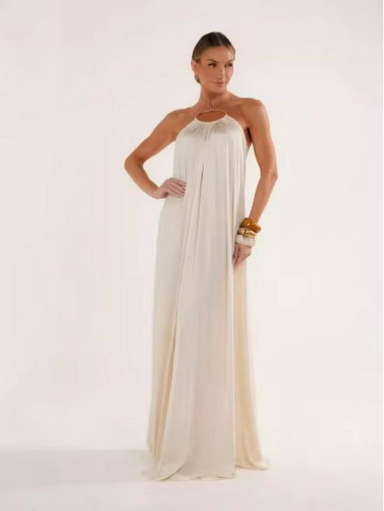 Elegant 2026 European and American Women's Open-Back Halter Beach Dress
