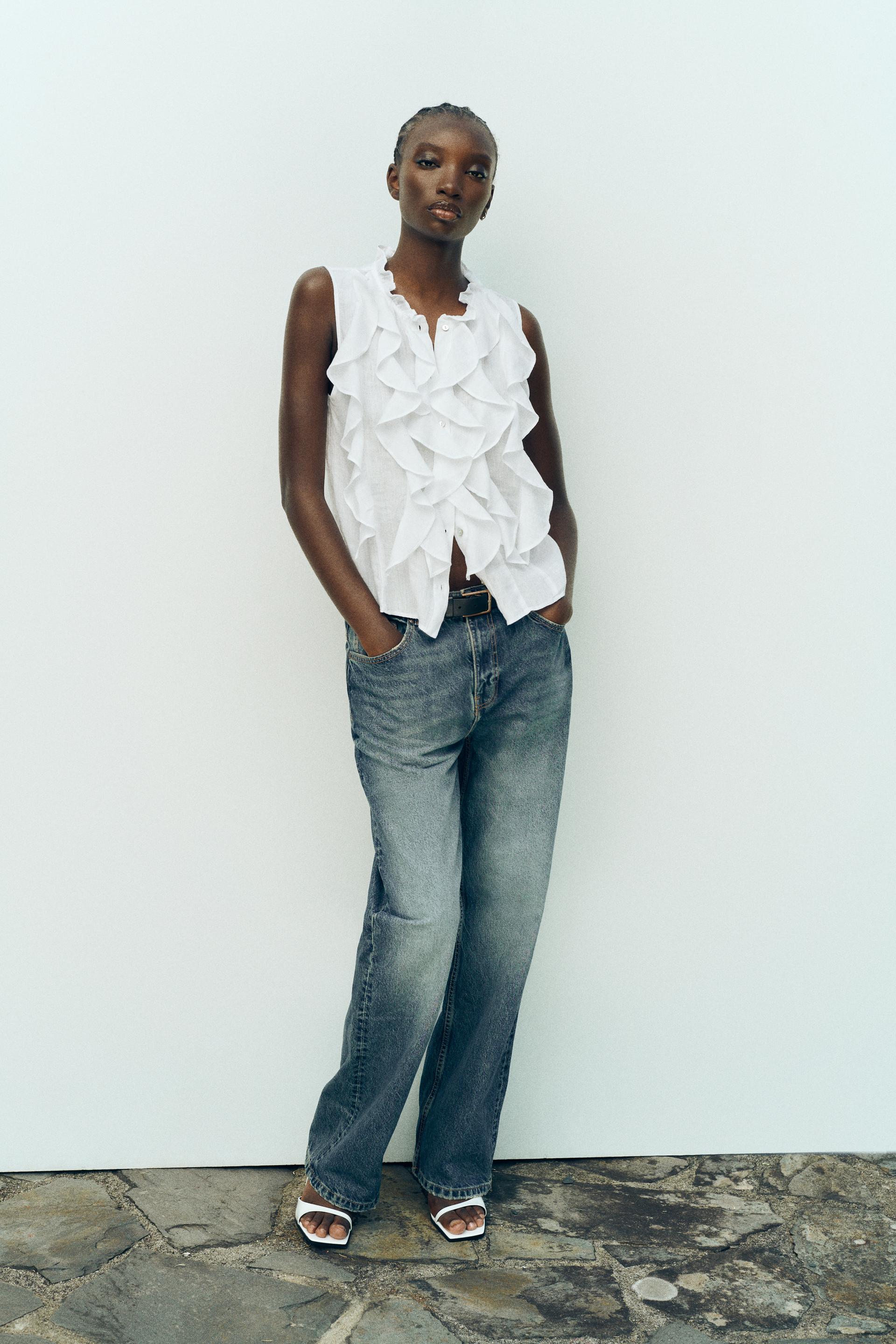 

Льняной топ с оборками