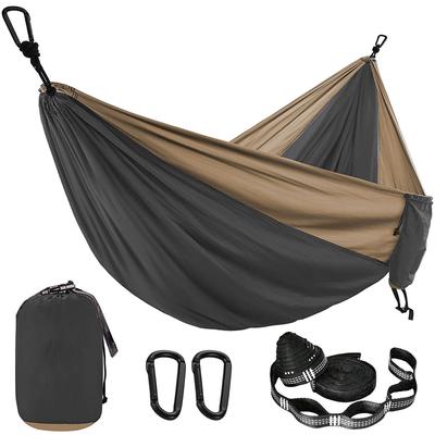 Einfarbige Fallschirmhängematte mit Hängemattengurten und schwarzem Karabiner für Camping, Überleben, Reisen, Doppelpersonen-Gartenmöbel
