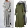 Fashionable Knitted Long Sleeve V-Neck Dress Casual Women's Maxi Dress Rabbit Fur Material Loose Waist Ankle-Length Skirt