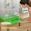 Pawhut Bird Cage 46.5X36X59 cm with 2 Feeders, 2 Perches, Swing, Removable Tray and Steel Frame