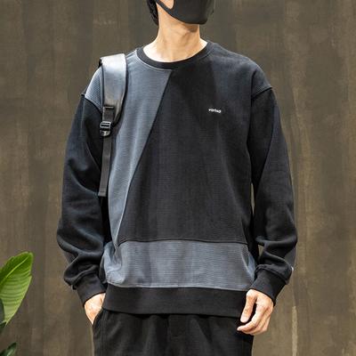 Splicing Contrasting Sweater Men'S Heavy Men'S Clothing Large Size Men'S Trendy Brand Round Neck Clothes Spring And Autumn Long Sleeves
