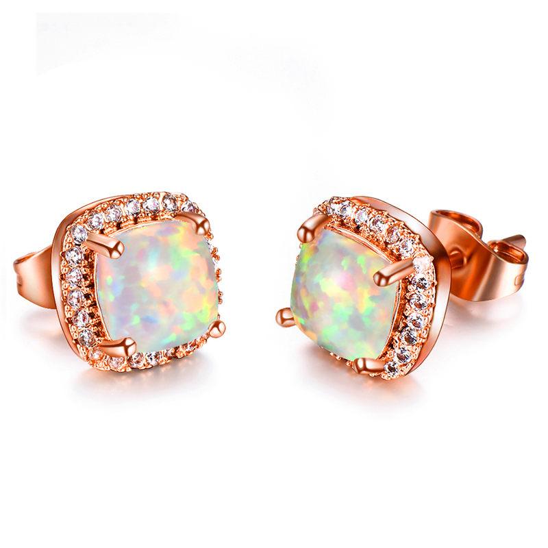 Luxury Female Yellow Pink Stone Earrings Fashion Silver Wedding Jewelry Vintage Double Stud Earrings For Women