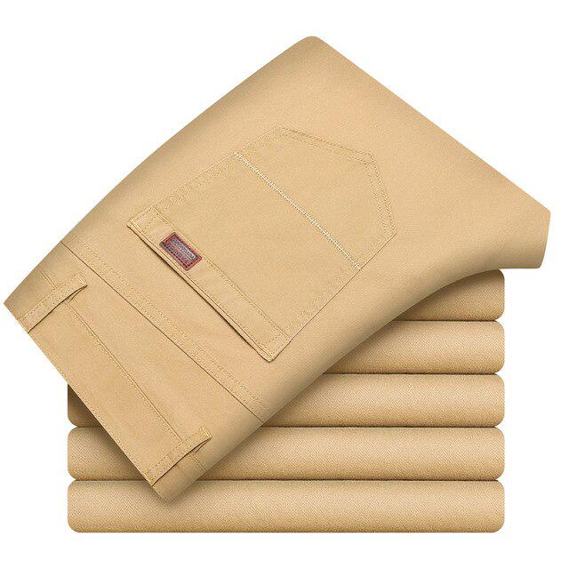 Herren-Freizeithose in Übergröße, Business-Twill-Baumwolle, normale lange Hose