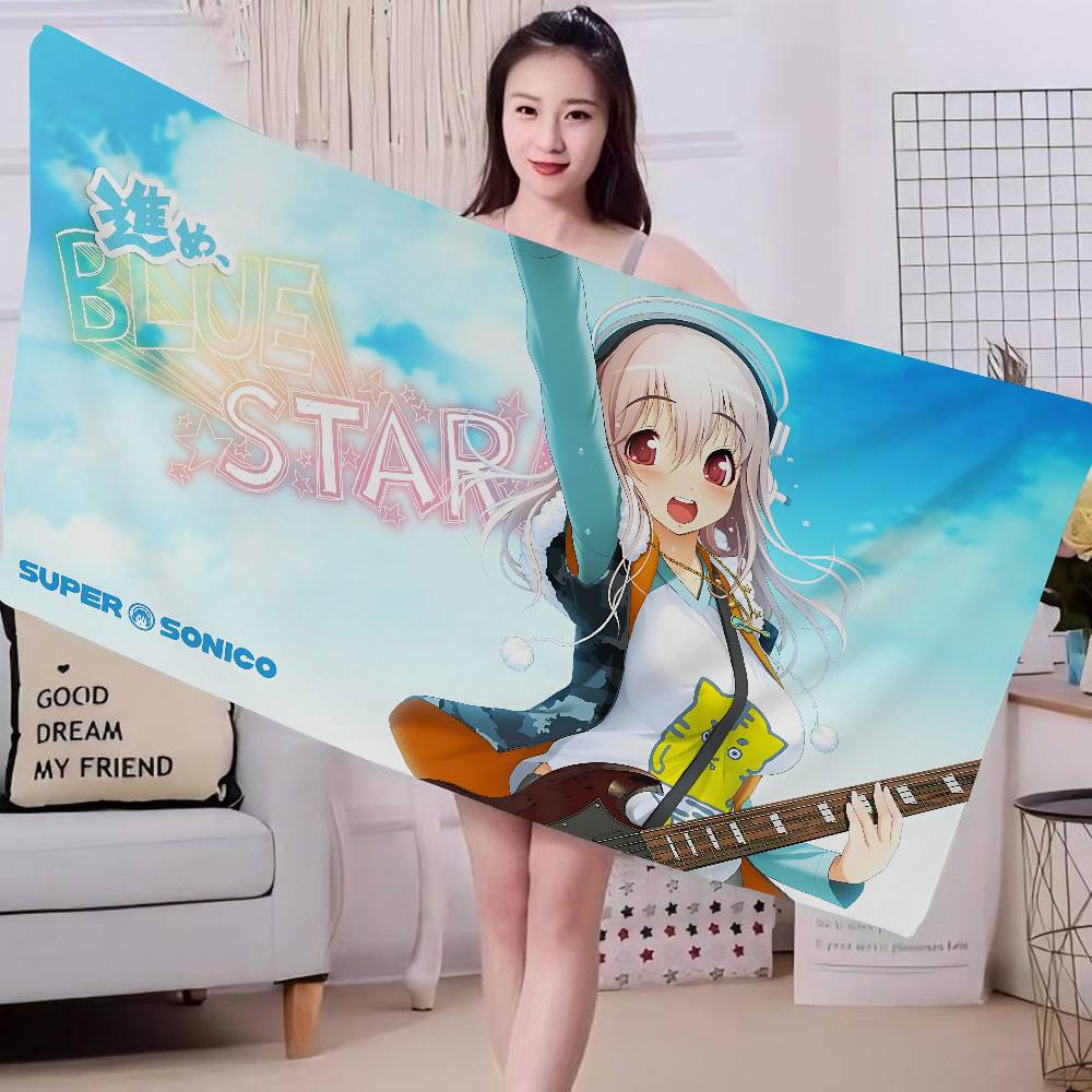 Anime S-Super S-Sonico Musical Girl Bath Towel Microfiber Soft Water Absorbing Breathable For Girl Kids Decorative Beach Towel