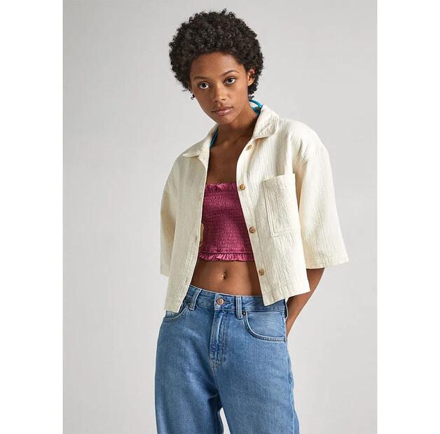 

Pepe Jeans Elle Ecru рубашка с коротким рукавом 2XS