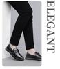 Men's British Style Cowhide Slip-On Leather Shoes: Versatile, Height-Increasing, Trendy for Casual or Wedding Wear.