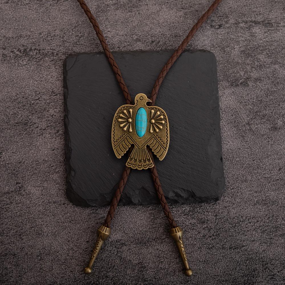 

Мужское ожерелье-галстук боло в европейском и американском стиле с бирюзовым кулоном в виде голубя мира