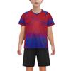 Children‘s Football Training Outfit V-Neck Short Sleeve Patterned T-Shirt and Elastic Waistband Drawstring Shorts for Athletic Practice