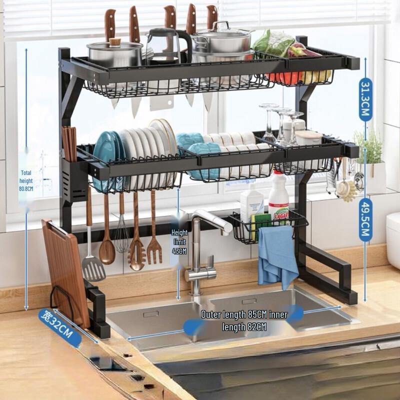 ZISIZ Kitchen Sink Storage Rack with Knife Holder