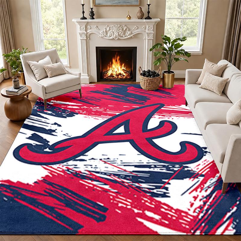 Atlanta Braves Carpet Door Mat for Living Room or Bedroom Protective Mat Under Chair Office Decoration Christmas Gift Birthday Present