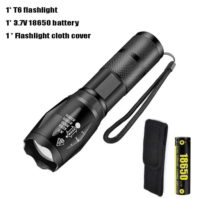 T6 Portable LED Mini Flashlights 18650 Battery 5 Modes Zoom Flash Light Aluminum Alloys Waterproof Material for Camping Torch