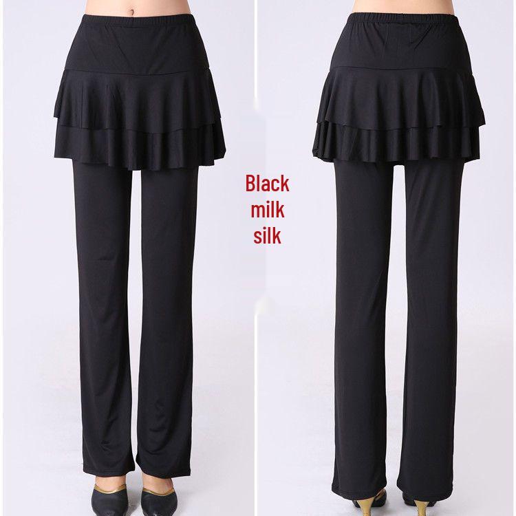 

Children s and Women s Milk Silk Dance Jumpsuit Skirt, Spring-Summer Latin and Square Dance Pants S [40-48 kg]