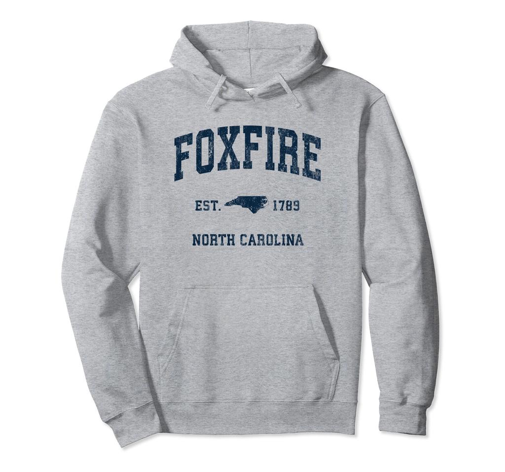 Foxfire North Carolina NC Vintage Athletic Navy Sport Design Hoodie