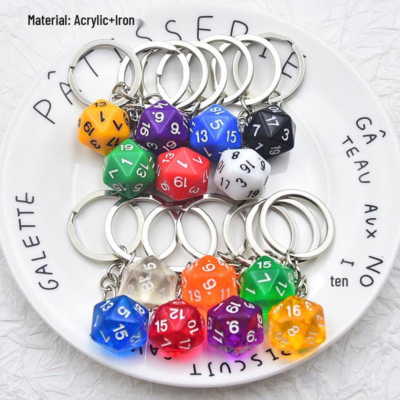 Colorful Acrylic 20-Sided Dice Shaker Pendant for Handmade Jewelry